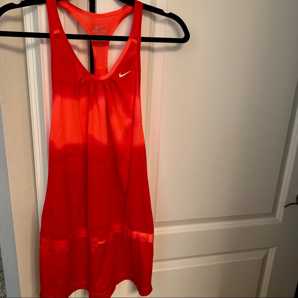 Never worn Nike orange / red long dri fit tank top